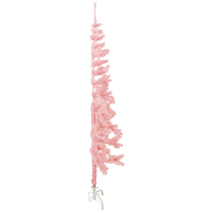 Smal halv plastgran med stativ rosa 180 cm