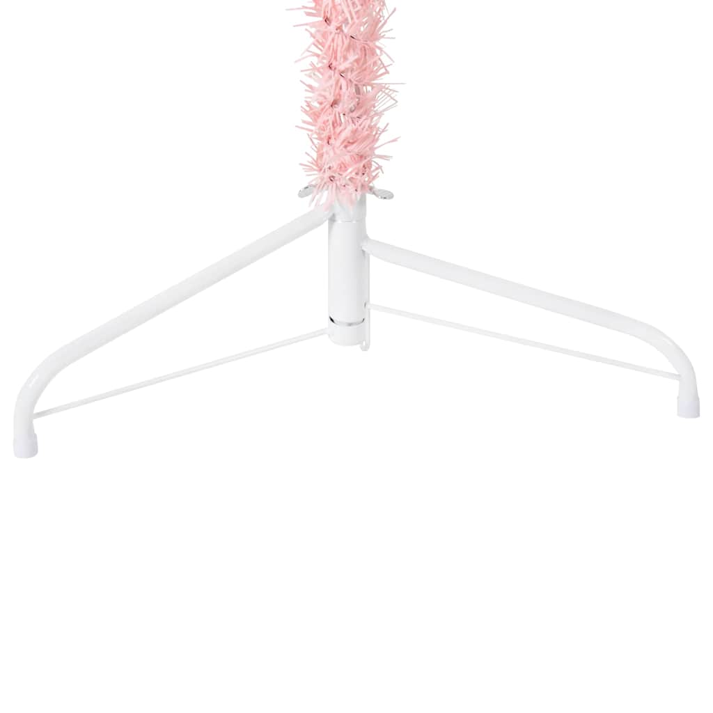 Smal halv plastgran med stativ rosa 210 cm