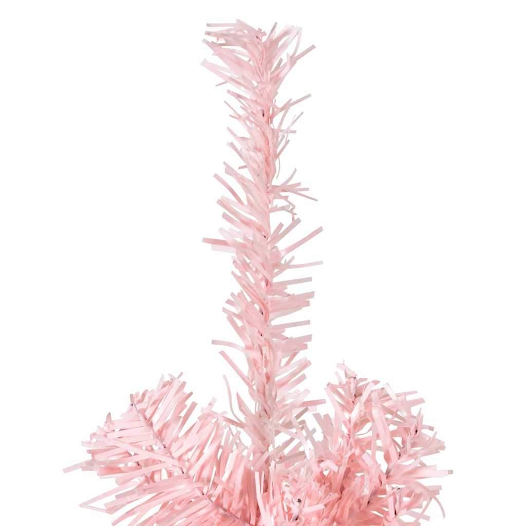 Smal halv plastgran med stativ rosa 240 cm