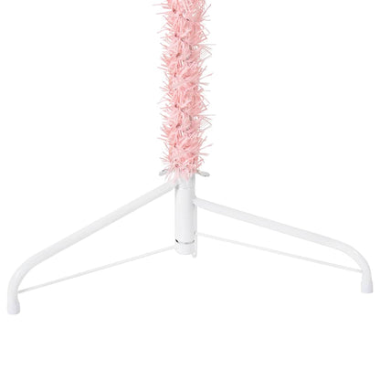 Smal halv plastgran med stativ rosa 240 cm