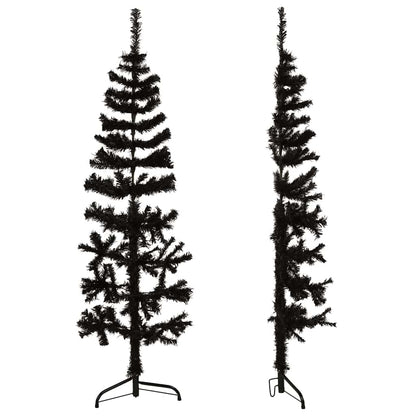 Smal halv plastgran med stativ svart 150 cm
