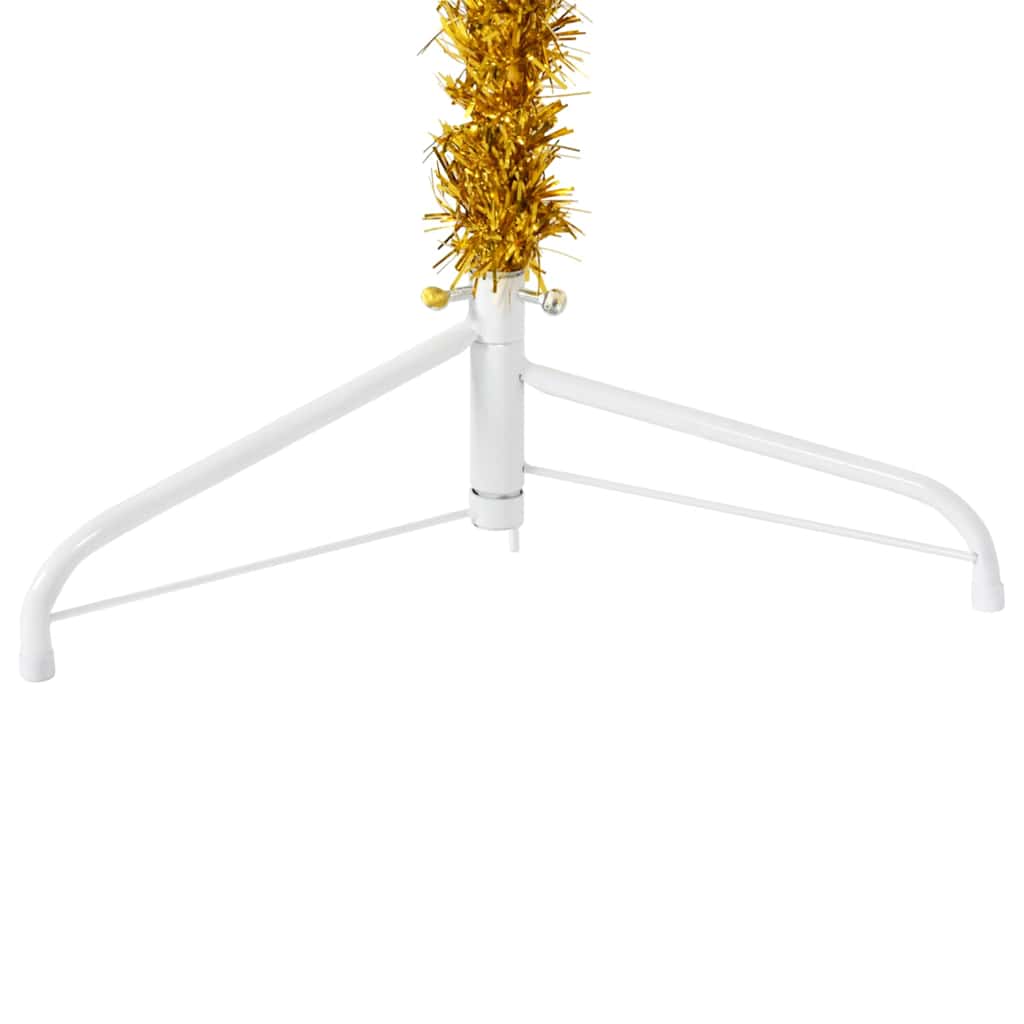Smal halv plastgran med stativ guld 180 cm