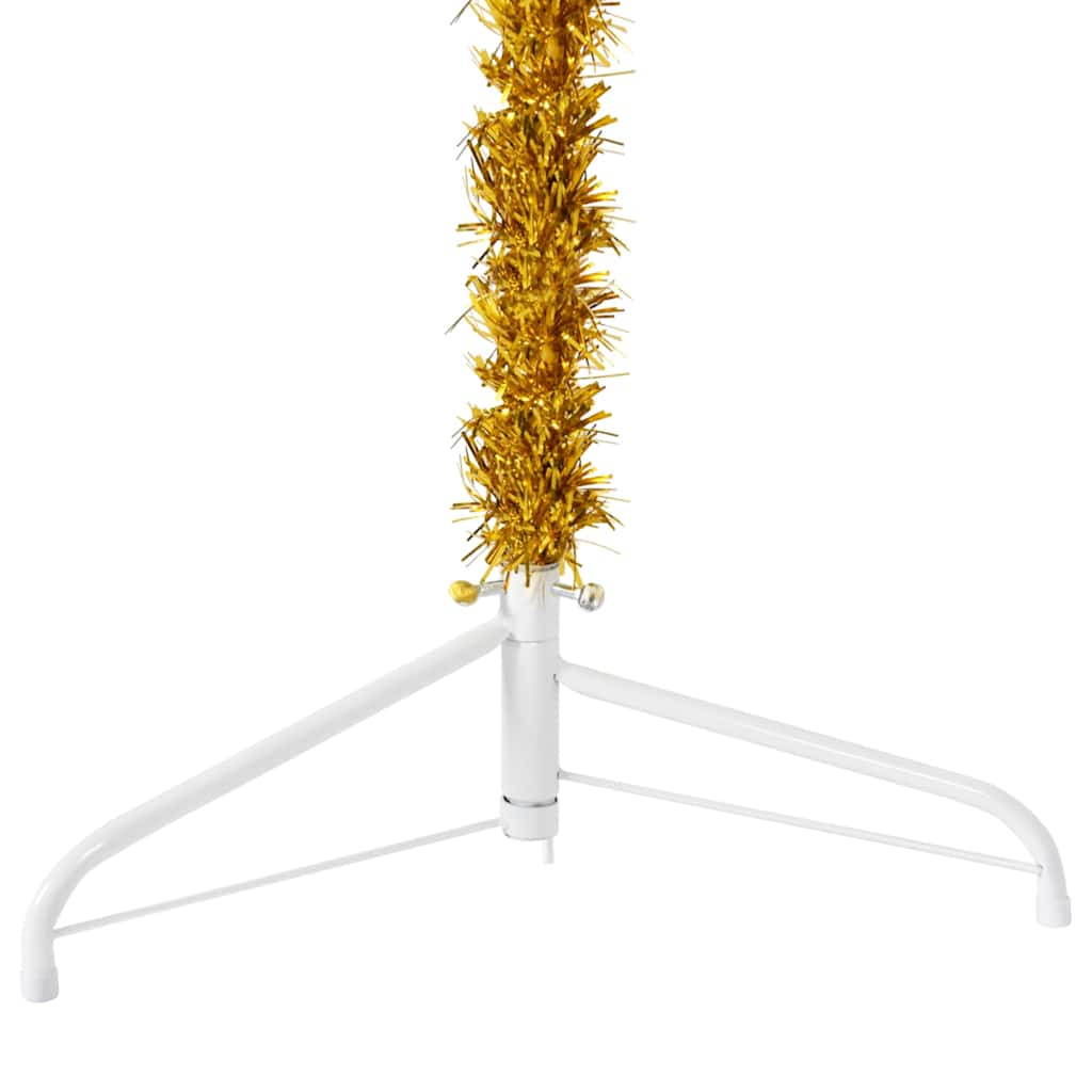 Smal halv plastgran med stativ guld 240 cm