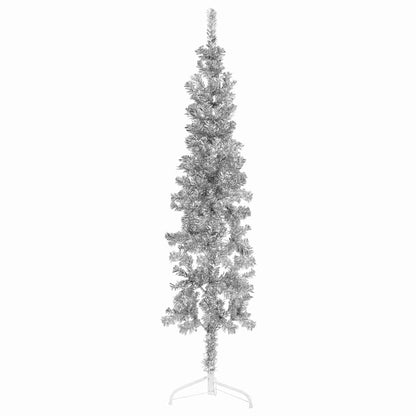 Smal halv plastgran med stativ silver 120 cm