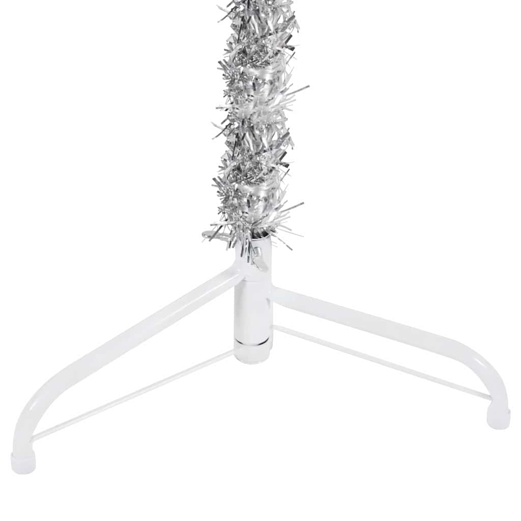 Smal halv plastgran med stativ silver 120 cm