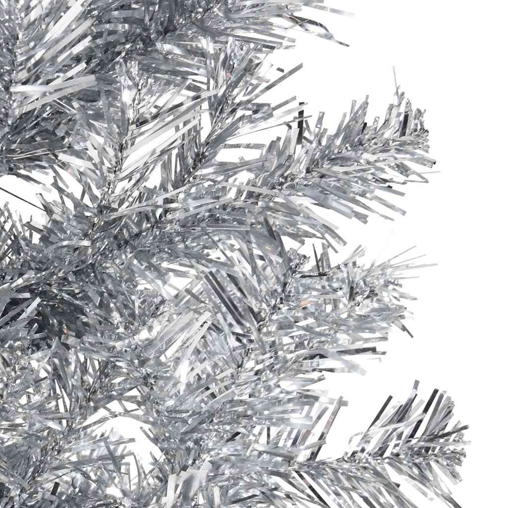Smal halv plastgran med stativ silver 150 cm