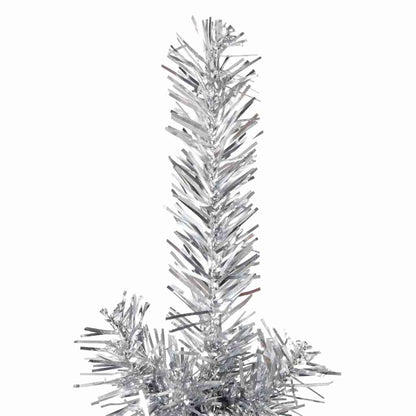 Smal halv plastgran med stativ silver 180 cm