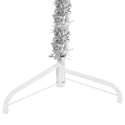Smal halv plastgran med stativ silver 180 cm