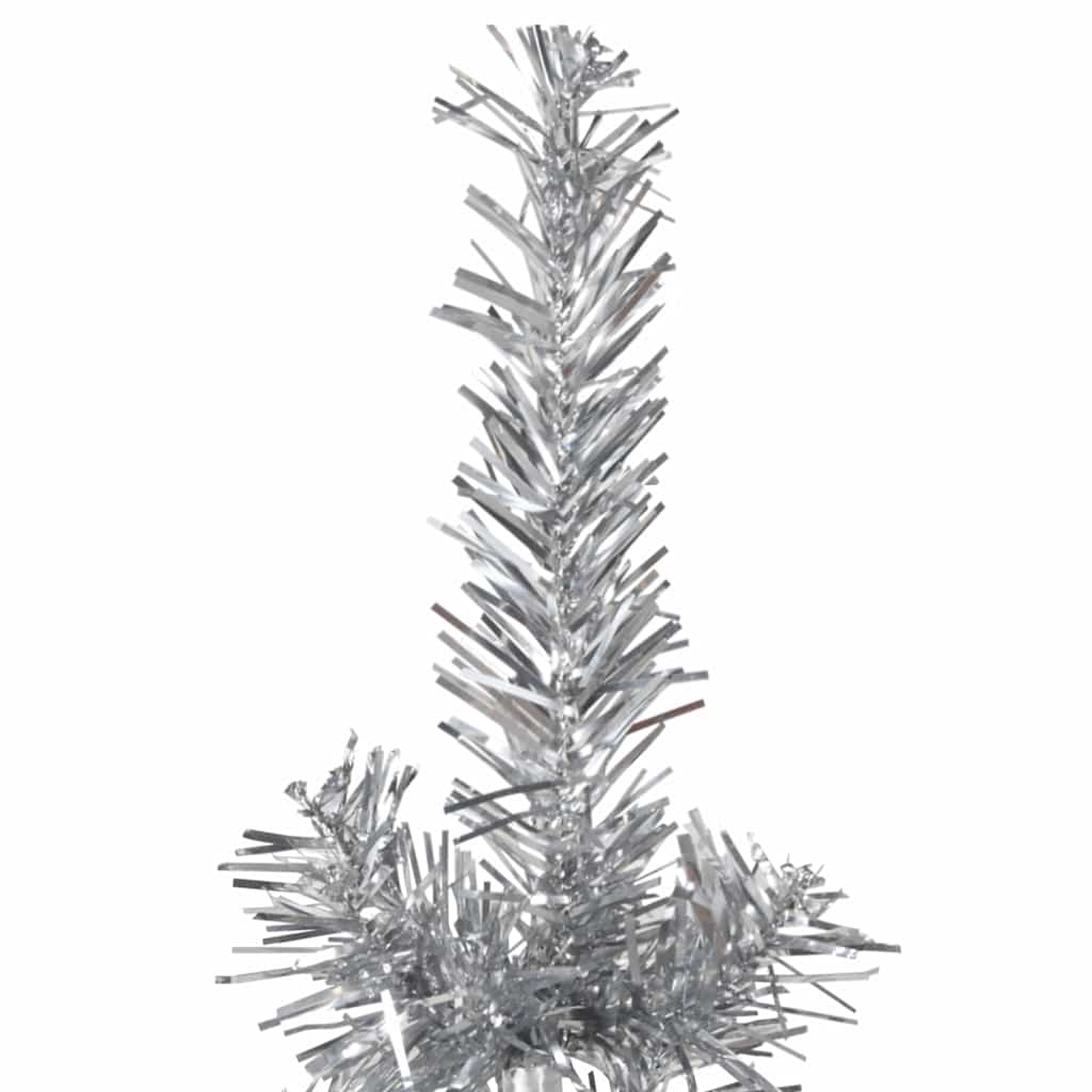 Smal halv plastgran med stativ silver 210 cm