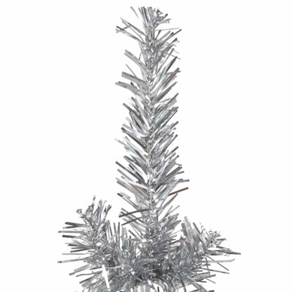 Smal halv plastgran med stativ silver 210 cm