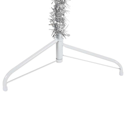 Smal halv plastgran med stativ silver 210 cm