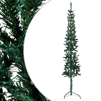 Smal halv plastgran med stativ grön 180 cm