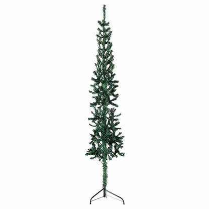 Smal halv plastgran med stativ grön 210 cm