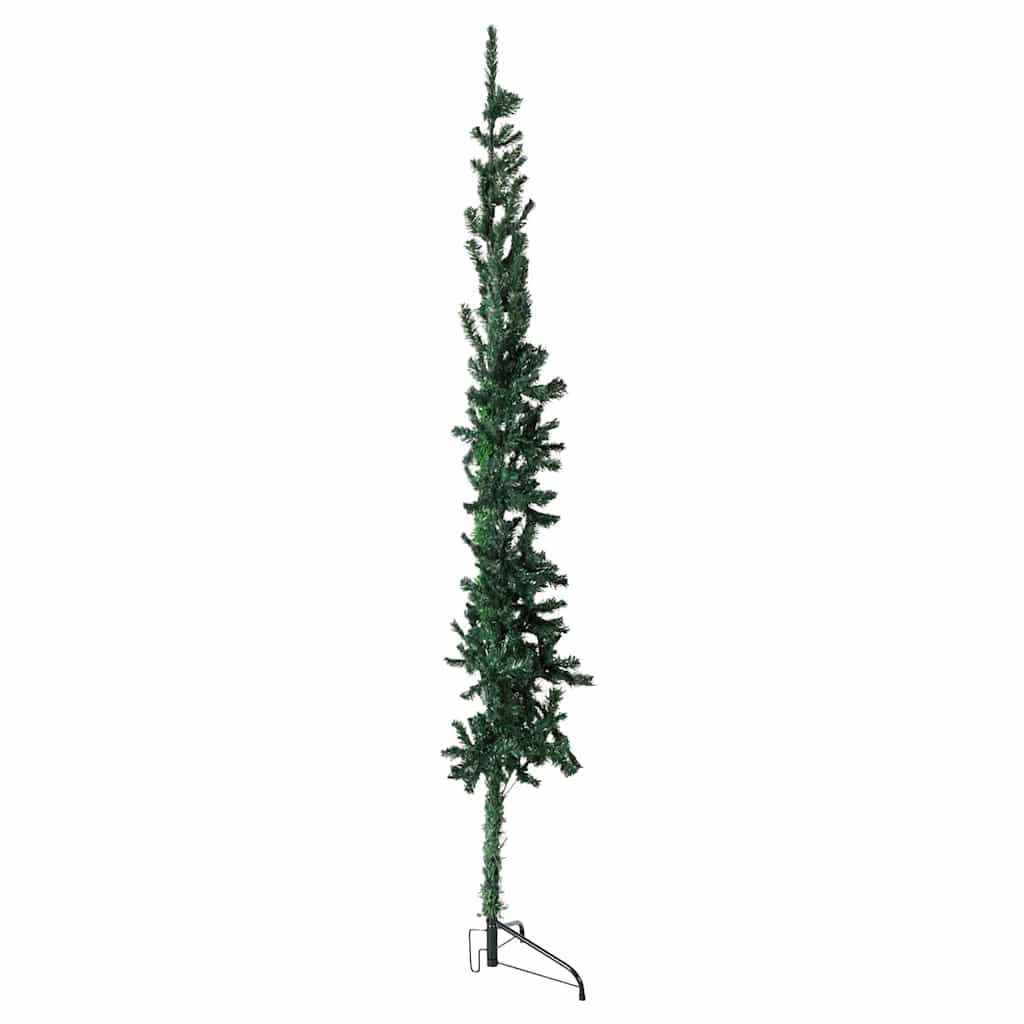 Smal halv plastgran med stativ grön 210 cm