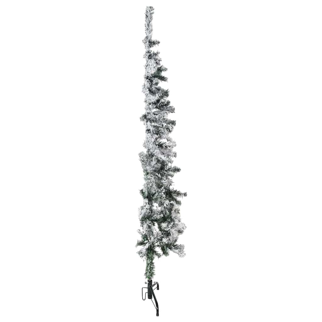 Smal halv plastgran med snö 150 cm