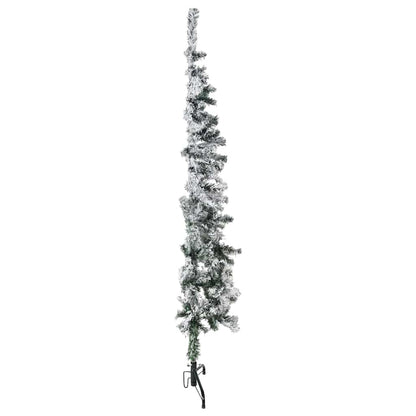 Smal halv plastgran med snö 150 cm