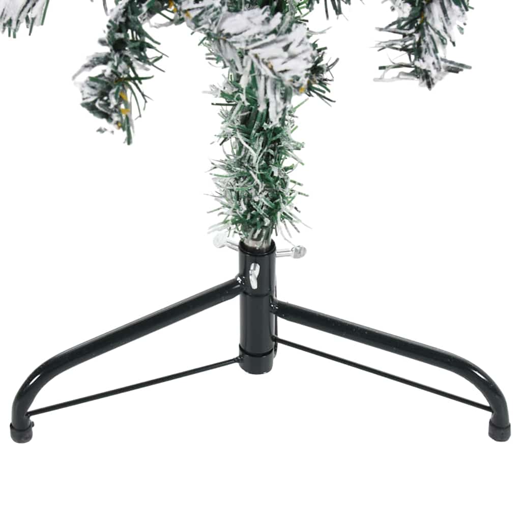 Smal halv plastgran med snö 150 cm