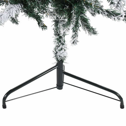 Smal halv plastgran med snö 210 cm