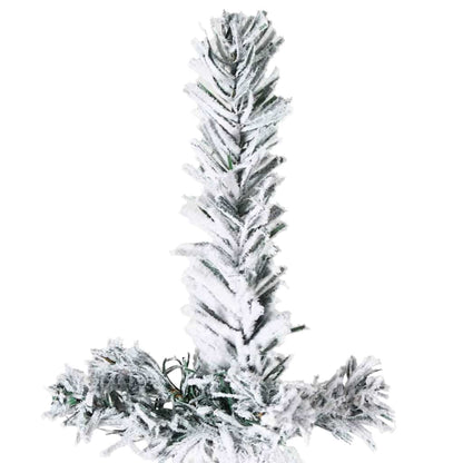 Smal halv plastgran med snö 240 cm