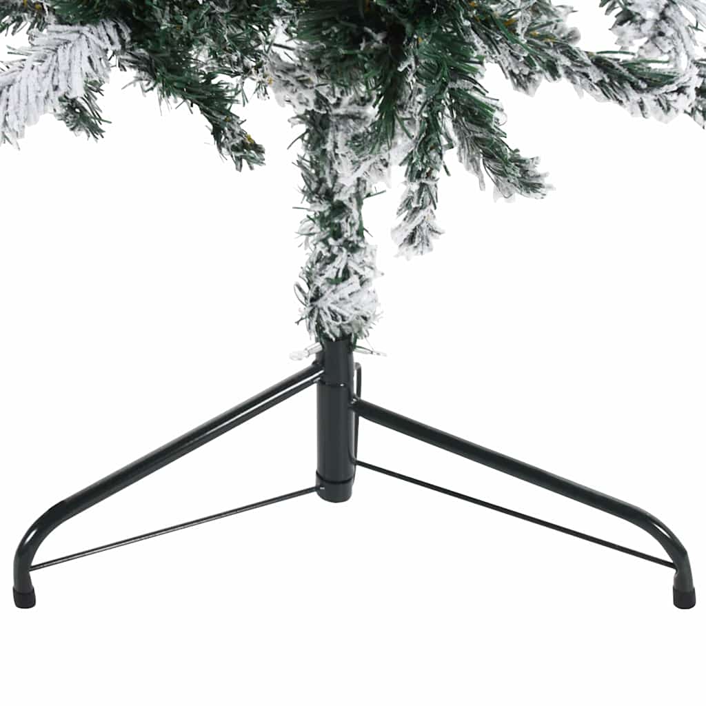 Smal halv plastgran med snö 240 cm