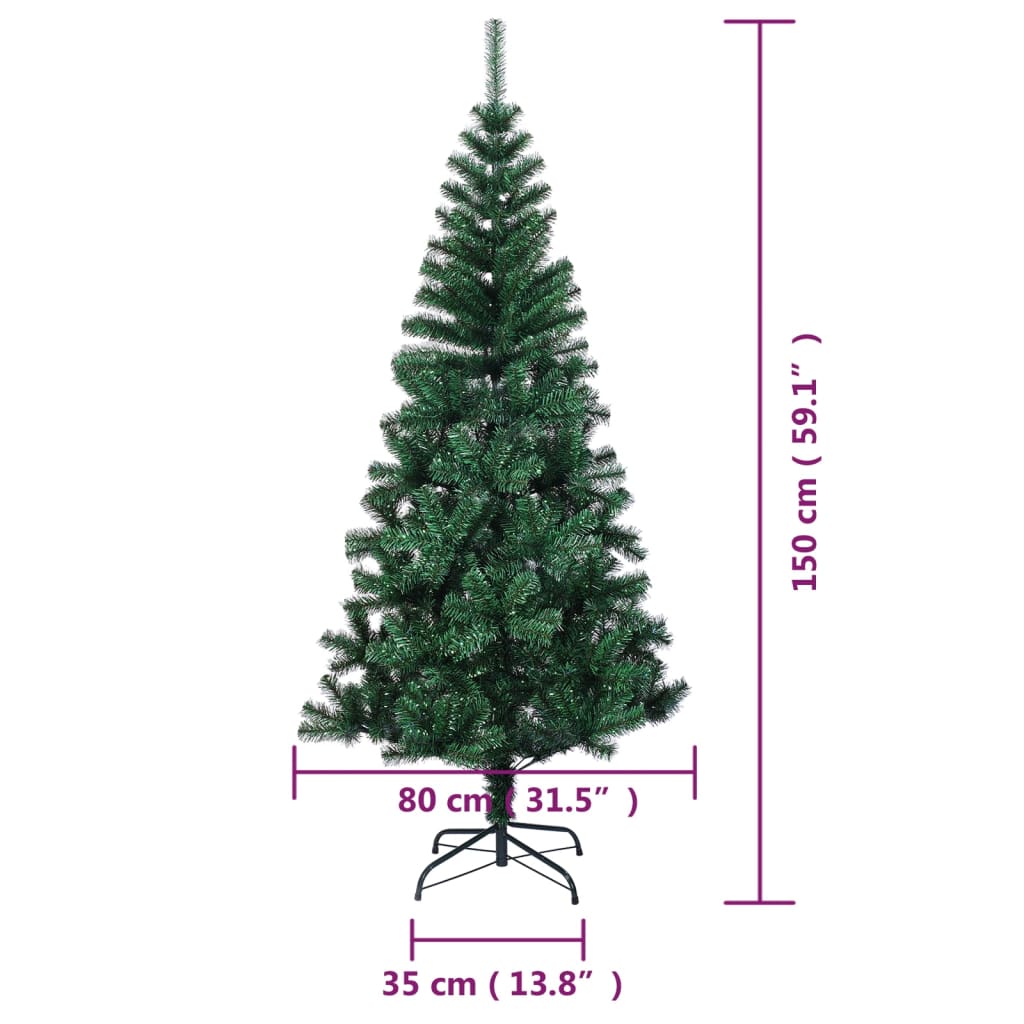 Konstgran med regnbågsskimrande grenar grön 150 cm