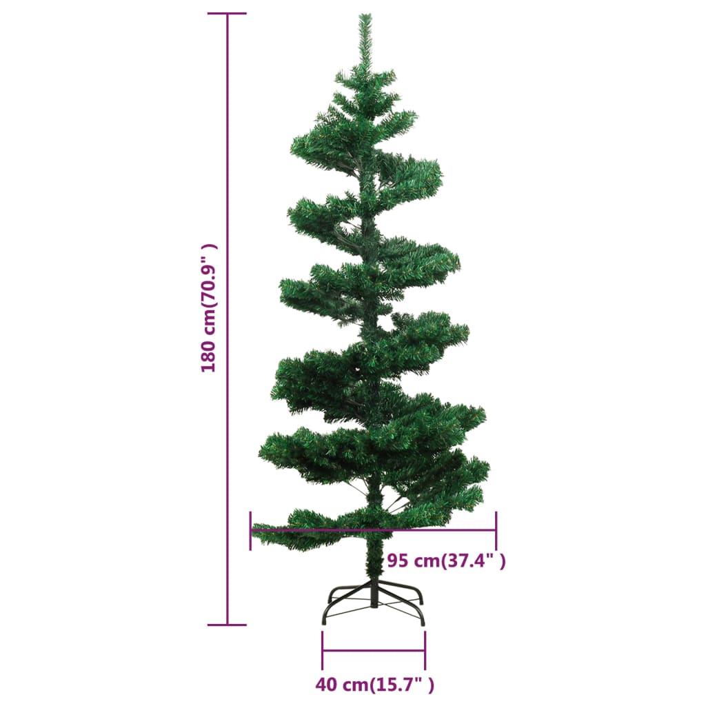 Belyst konstgran med fot grön 180 cm