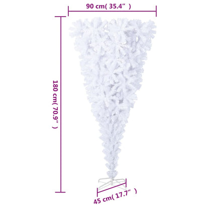 Uppochnedvänd plastgran med stativ grön 180 cm