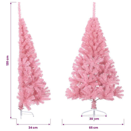 Halv plastgran med stativ rosa 120 cm PVC