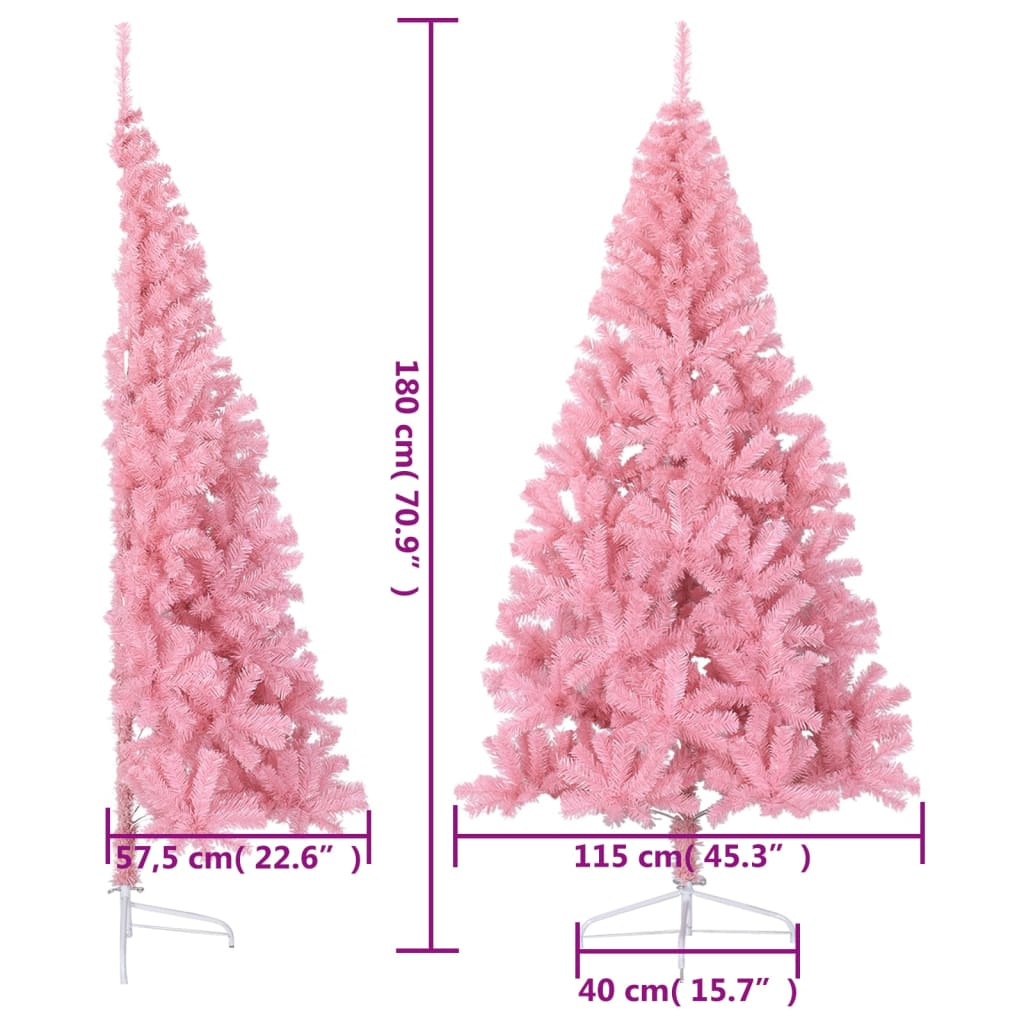 Halv konstgran med stativ rosa 180 cm