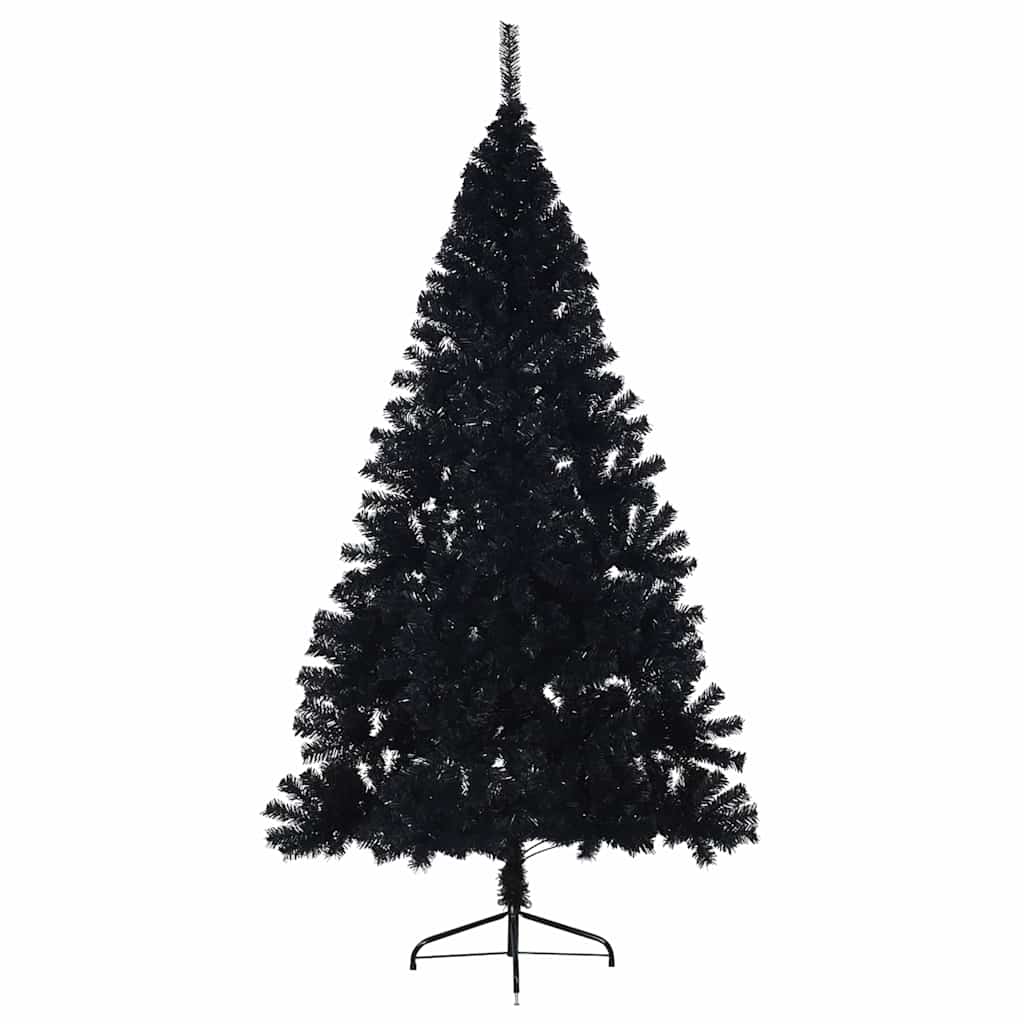 Halv plastgran med stativ svart 180 cm PVC