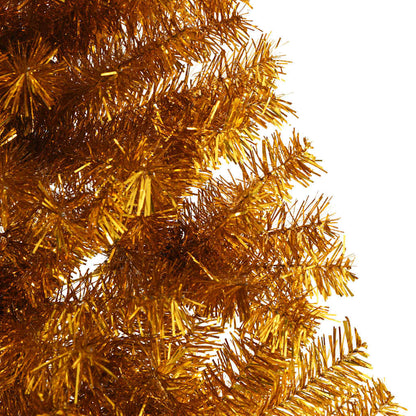 Halv plastgran med fot guld 240 cm PET