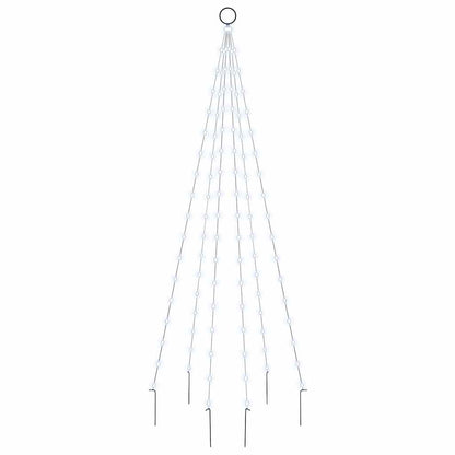 Julgran på flaggstång kallvit 108 LEDs 180 cm