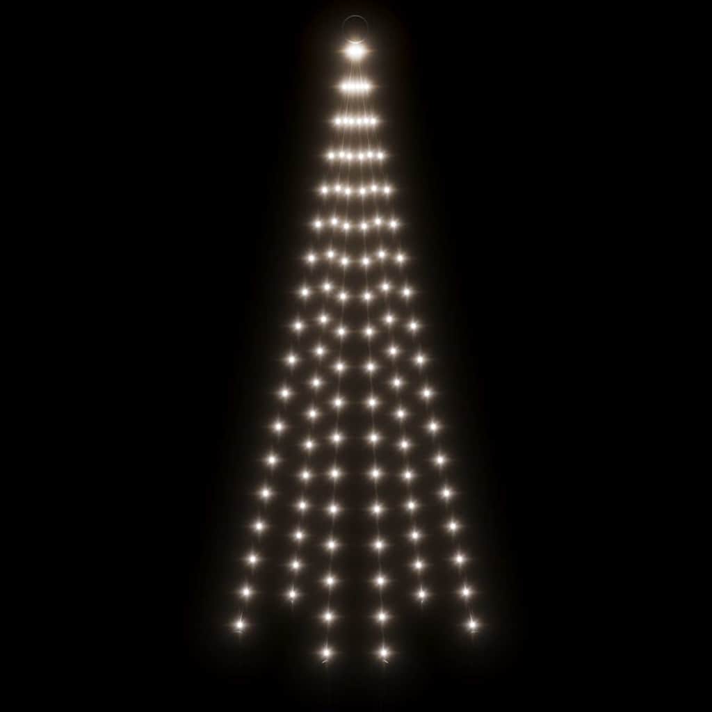 Julgran på flaggstång kallvit 108 LEDs 180 cm