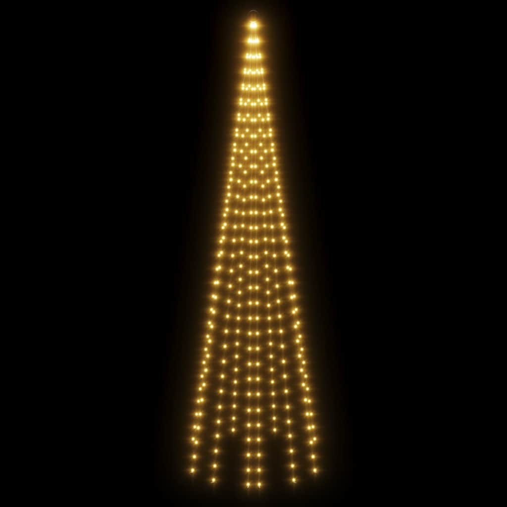 Julgran på flaggstång varmvit 310 LEDs 300 cm
