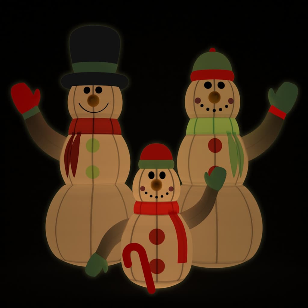 Uppblåsbar snögubbefamilj med LED-lampor 500 cm