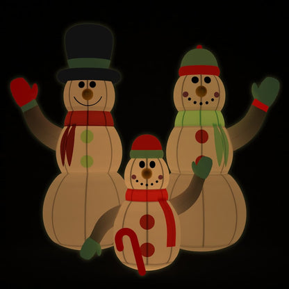 Uppblåsbar snögubbefamilj med LED-lampor 500 cm