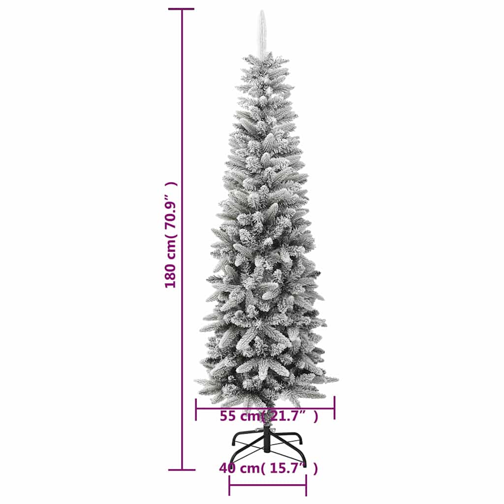 Smal plastgran med snö 180 cm PVC&PE