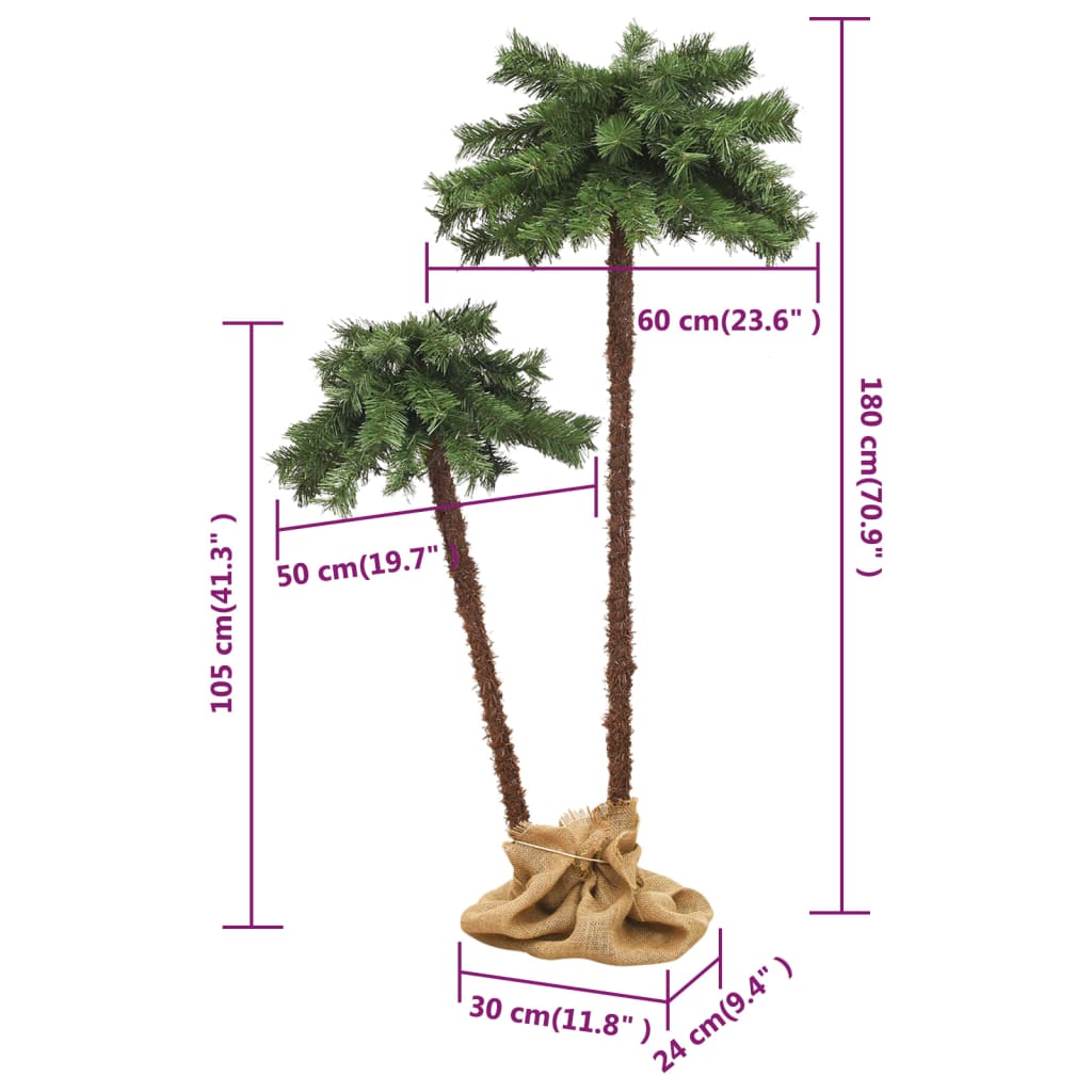 Konstpalm dubbel med LEDs 105 cm&180 cm