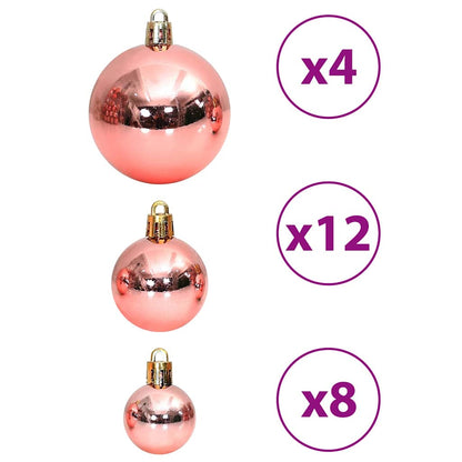 Julgranskulor 100 st rosa och rosenrött 3/4/6 cm