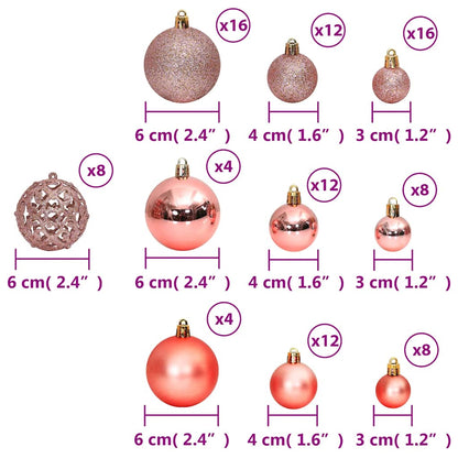 Julgranskulor 100 st rosa och rosenrött 3/4/6 cm