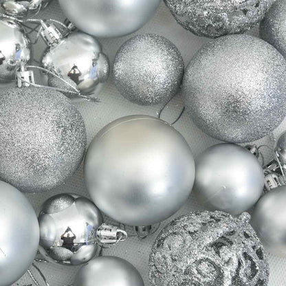 Julgranskulor 111 delar silver polystyren