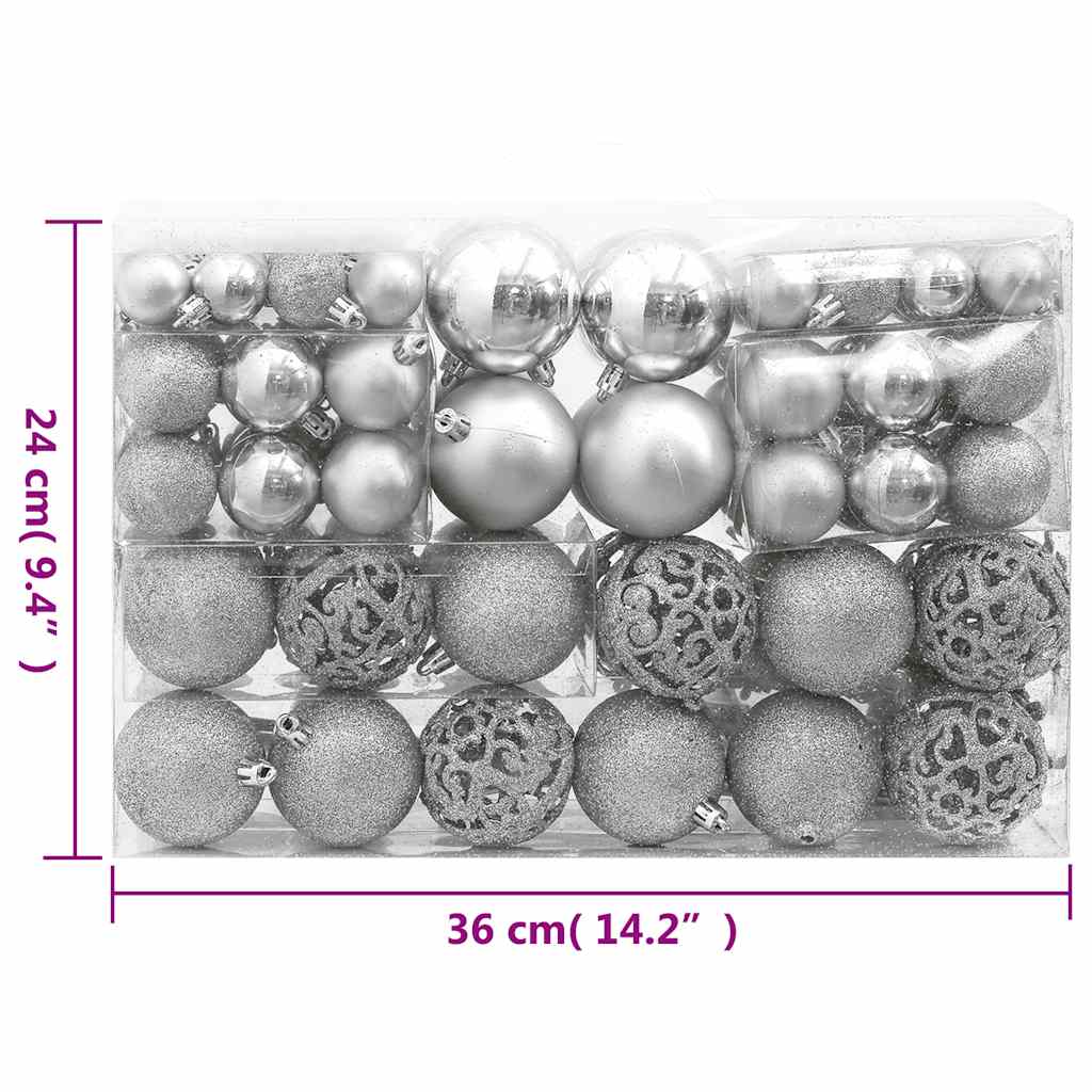 Julgranskulor 111 delar silver polystyren
