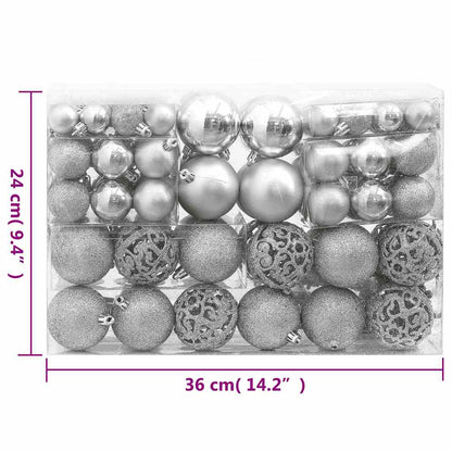 Julgranskulor 111 delar silver polystyren