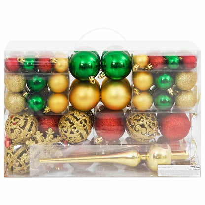 Julgranskulor 111 delar röd/grön/guld polystyren