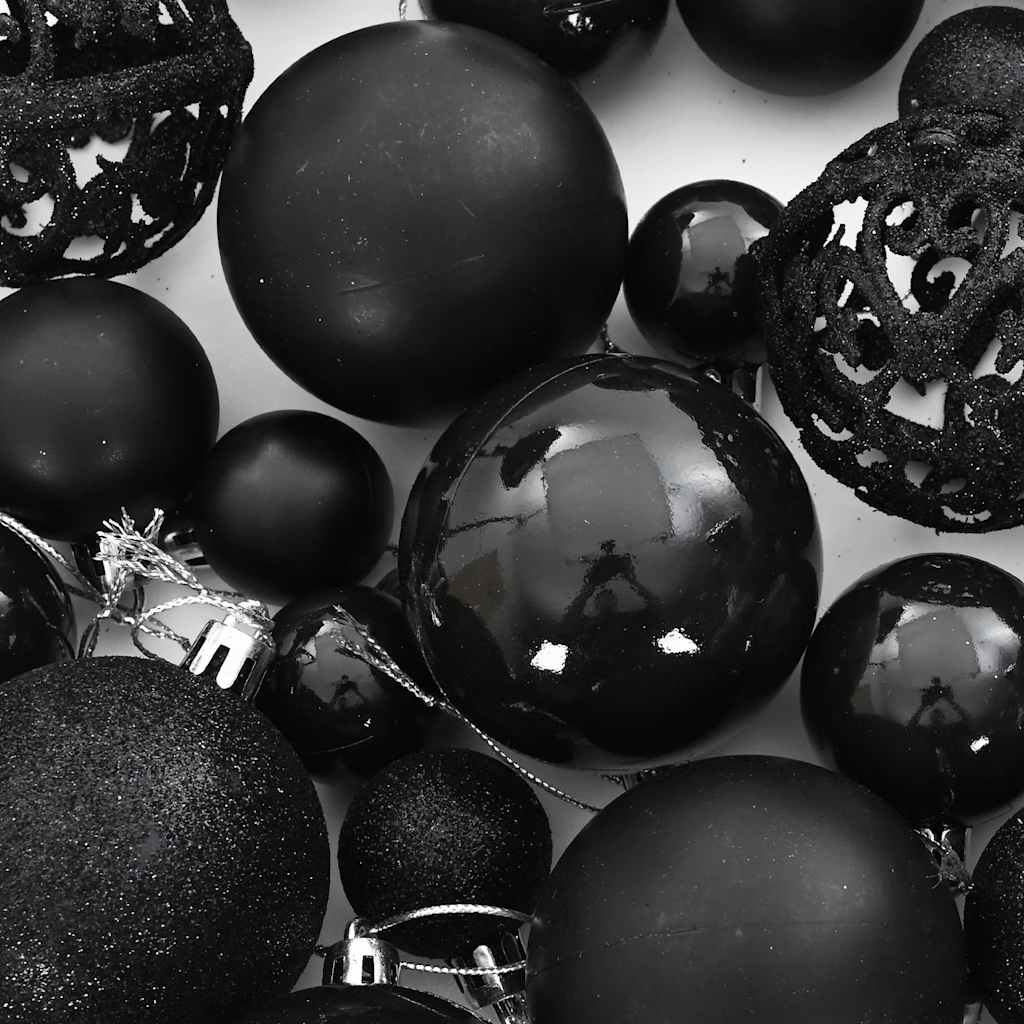 Julgranskulor 111 delar svart polystyren