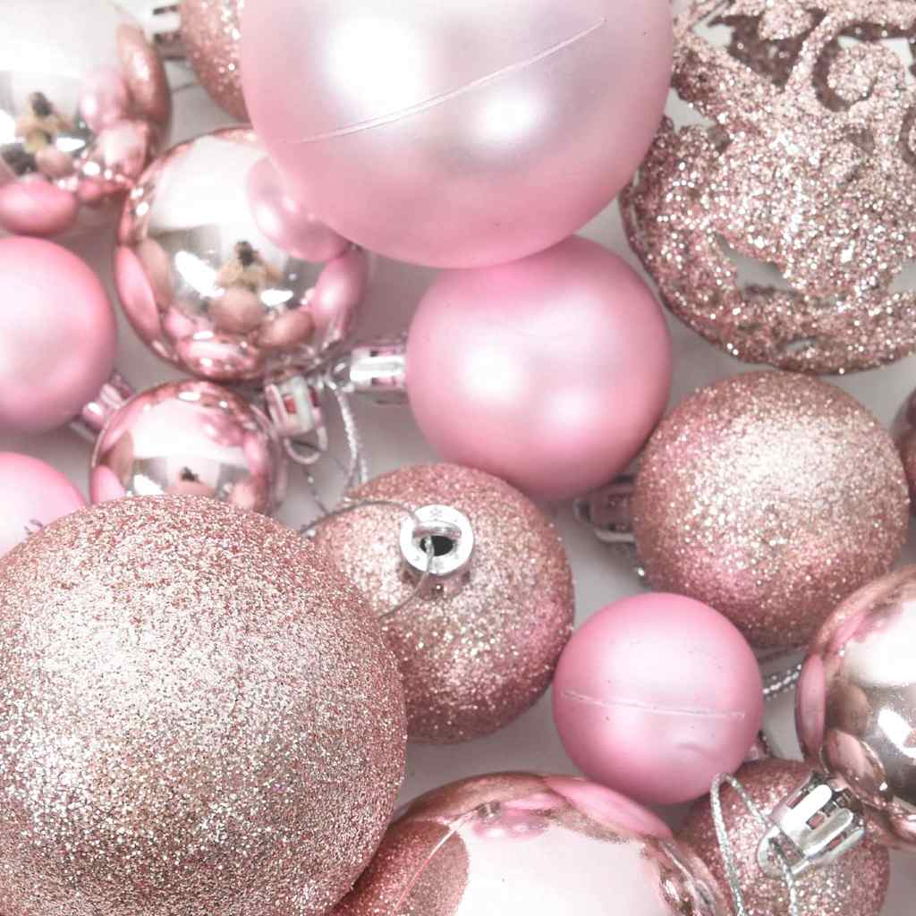 Julgranskulor 111 delar rosa polystyren