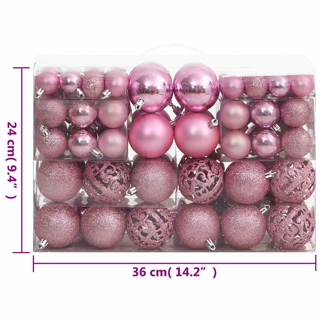 Julgranskulor 111 delar rosa polystyren