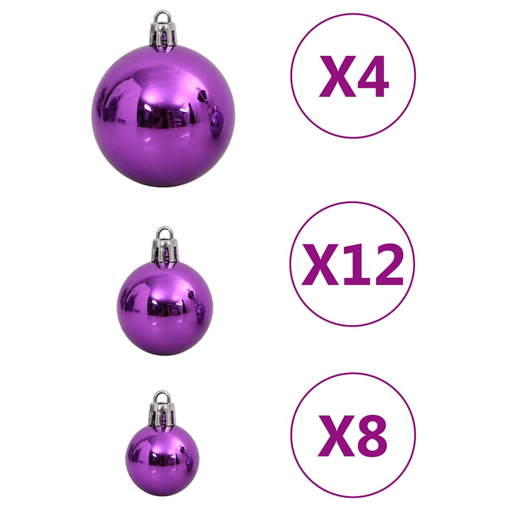 Julgranskulor 111 delar lila polystyren