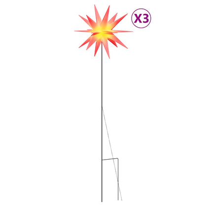 Stjärnor med spett LED 3 st vikbar röd 35 cm