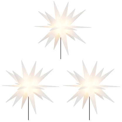 Stjärnor med spett LED 3 st vikbar vit 35 cm